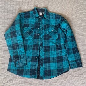 Men's Teal and Black Plaid Lightweight Shirt Jacket